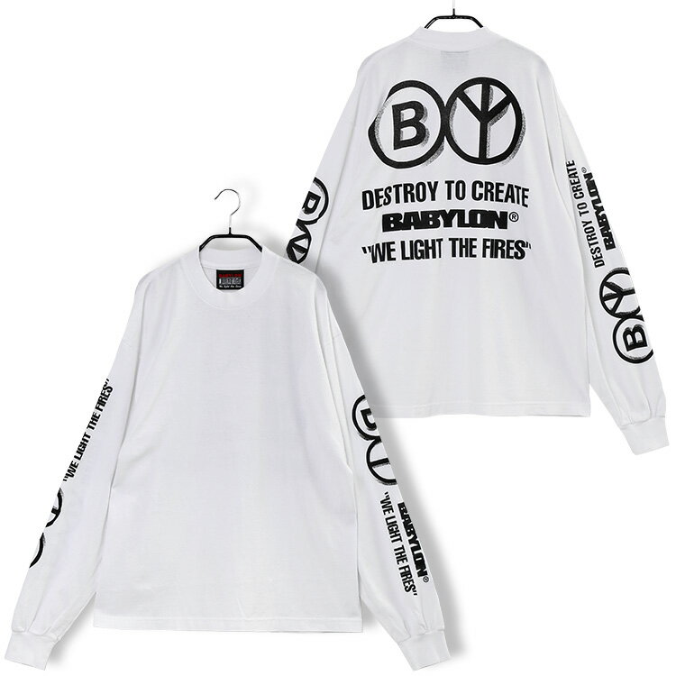 バビロン エルエー Babylon LA ロンT 長袖 CIRCLES L/S T-SHIRT B22P101017-WHITE