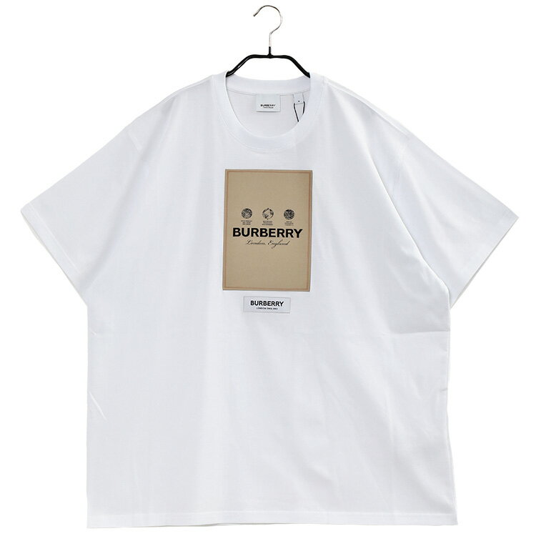 バーバリー BURBERRY Tシャツ ラベルアップリケ コットン オーバーサイズ 8057529-A1464_WHITE【新作】【SALE】