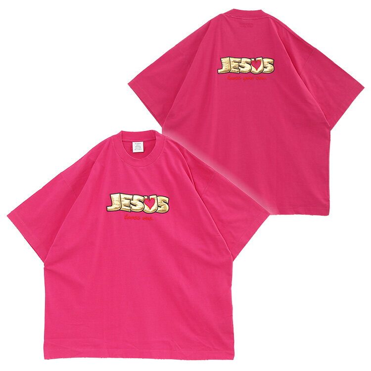 ヴェトモン VETEMENTS Tシャツ Jesus Loves You T-shirt UE63TR400P-1200-FADED_HOT_PINK