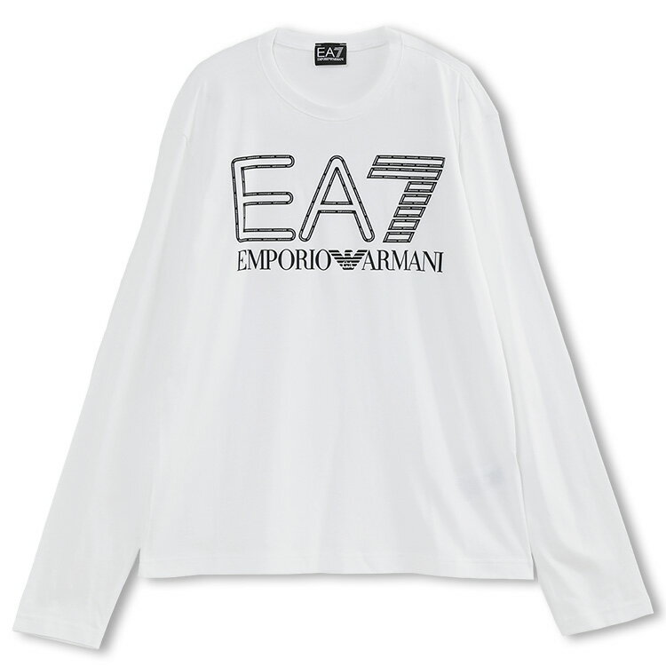 エンポリオアルマーニ EMPORIO ARMANI Logo Series 長袖Tシャツ コットン製 オーバーサイズロゴ EA7 6RPT04-PJFFZ-1100：ホワイト【新作】