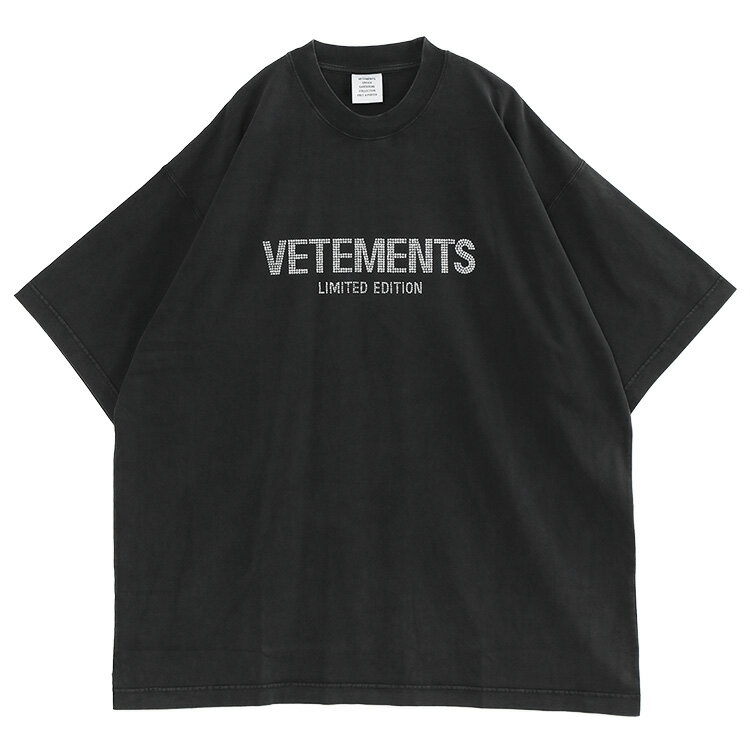 ヴェトモン VETEMENTS Tシャツ リミテッドエディション クリスタルロゴ UE54TR180B-1200-BLACK【新作】