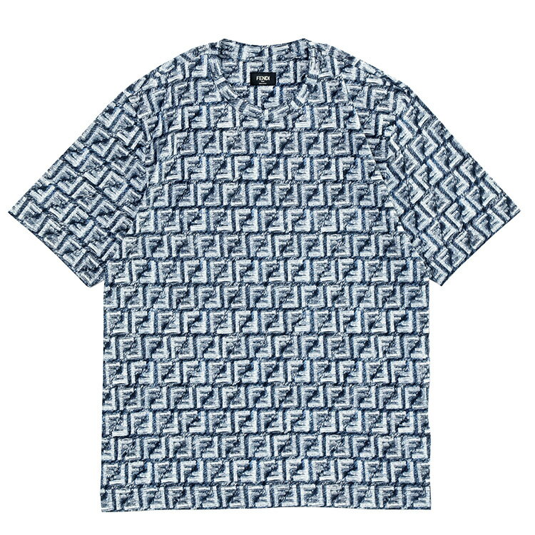 フェンディ FENDI ブルー FFコットン Tシャツ FY0936-AR79-F04V6【新作】