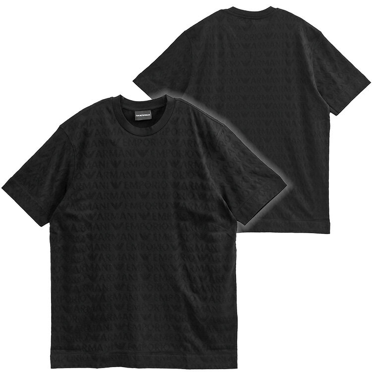 エンポリオアルマーニ EMPORIO ARMANI Tシャツ ジャージー製 オールオーバージャカードレタリング 3D1TH5-1JORZ-0999：ブラック【新作】