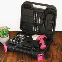 超カワ女性専用充電式小型電動ドライバーセット安全設計コンパクト女性用DIYツールブランド【DIYGirls】44pcsのパーツビットセットLEDライトクラッチ機能付コードレス電動ドリル初心者