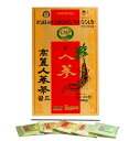 ■ 商品名：高麗人参茶（木箱） ■ 内容量：3g X 100包 ■ 商品説明 高麗人参の栄養を手軽に摂取するには 「高麗人参茶」がオススメです。 サポニンが多く含まれています。 飲み方はお湯で薄めて飲みます。 また、レモンやハチミツを加えたり、コーヒー、 紅茶、ジュースなどと一緒に飲んでもかまいません。 また高麗人参茶は化学薬品とは違い飲用による 副作用が全くないので安心して頂くことができます。