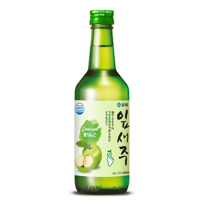 楽天スラッカンプラス【セール中】【宝海・BOHAE】イプセジュ　果汁焼酎シリーズ 青りんご味 360ml 12度