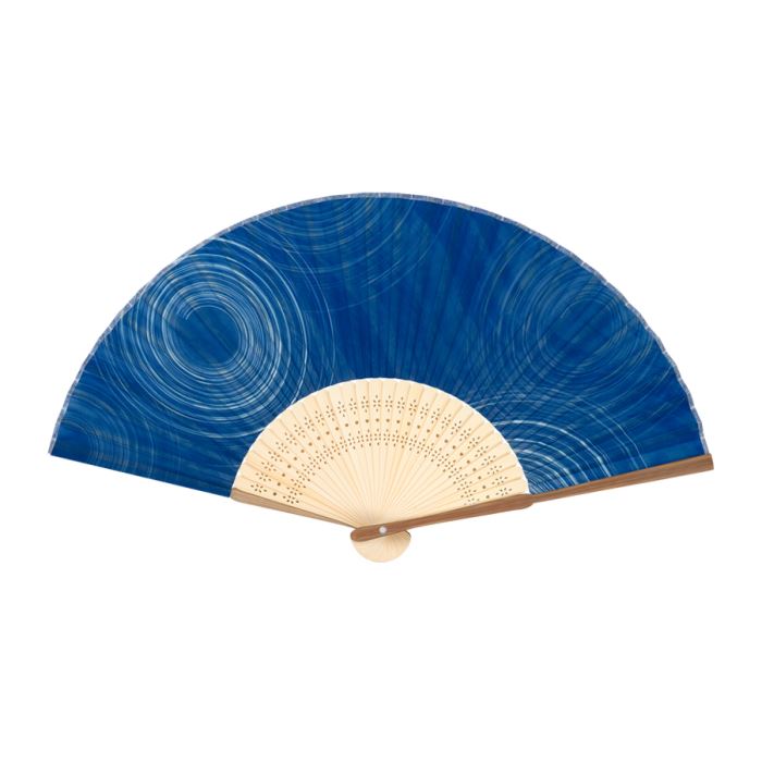 涼風布貼扇子　紺地うずまき（10本単位）※取寄商品（納期要確認）
