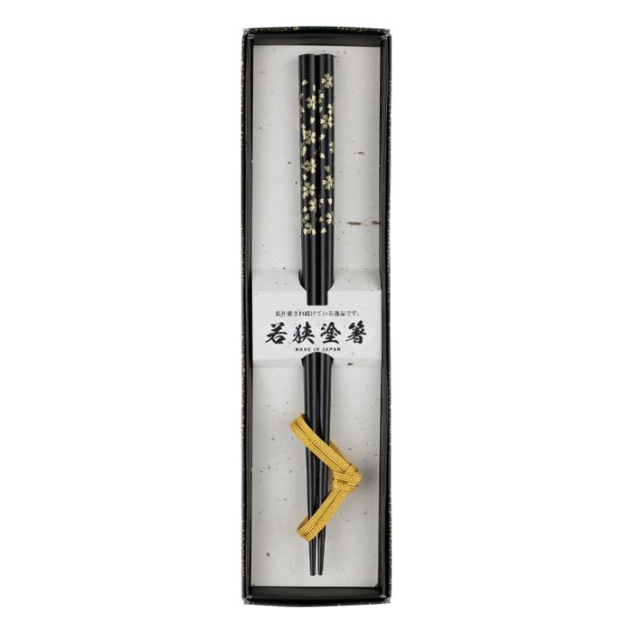 Rakuten - 塗箸 乾漆金小花 黒 (箸置き付)（10本単位）※取寄商品（納期要確認）