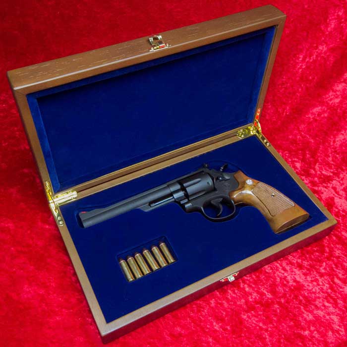 S&W M19 Combat Magnum 6inch 専用 Gunケース 高級木製化粧箱 コレクションボックス Blue Model