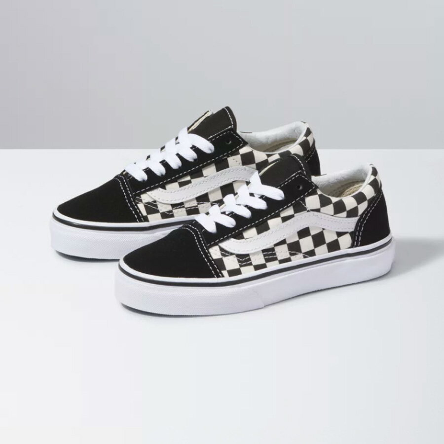 バンズ キッズ オールドスクール 黒/白 チェック VANS Kid's Old Skool (Primary C...