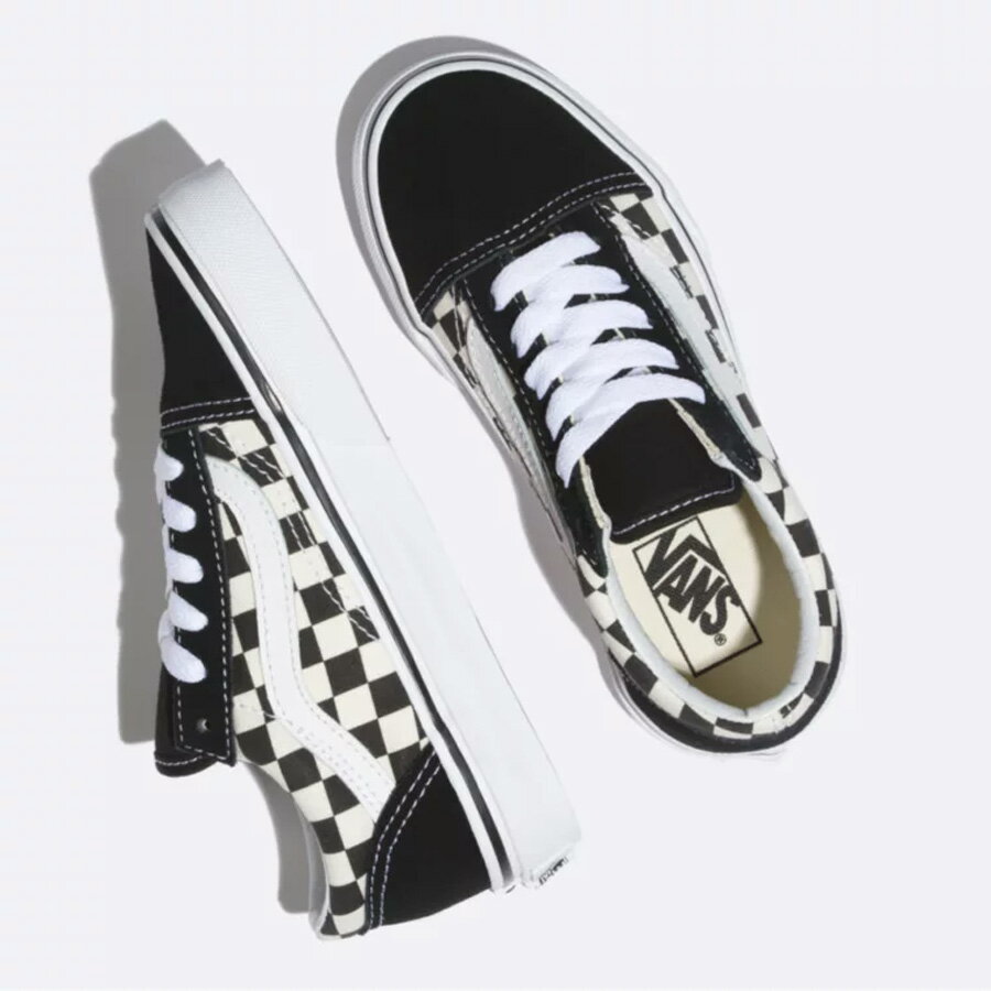 バンズ キッズ オールドスクール 黒/白 チェック VANS Kid's Old Skool (Primary C...