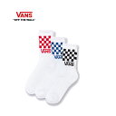 バンズ ソックス クラシック チェッククルー(3PK) 黒-白 VANS SOCKS CLASSIC CHECK CREW Black-white レターパック発送(日時指定不可)