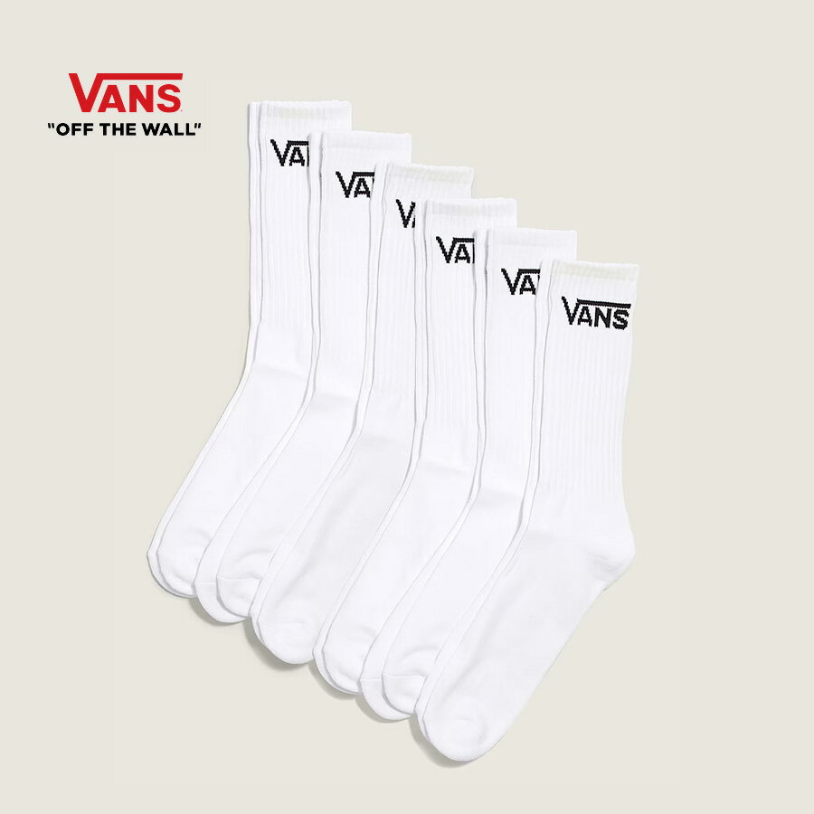 ※当店の商品は、実店舗でも同様に販売をしている為、タイムラグにより店頭で完売してしまった場合にはご注文を頂いてもご希望の商品を用意できない場合がございます。予めご了承下さい。VANS　SOCKS　CLASSIC　CREW　White(6pk) ヴァンズ　ソックス　クラシッククル−　白(6足セット)【レターパック発送/日時指定不可】 ●カラー：White ●サイズ：6H-9(24.5cm〜27cm) ●素　材：75% Cotton,12% Nylon,9% Polyester,3% Elastodiene,1% Elastane ※レターパック発送（日時指定不可）となります、ご了承下さい。 ※画像について、お使いのパソコンやモニターにより、実物と多少色などが異なる場合がございます。予めご了承下さい。 ※当店の商品は、実店舗でも同様に販売をしている為、タイムラグにより店頭で完売してしまった場合にはご注文を頂いてもご希望の商品を用意できない場合がございます。予めご了承下さい。
