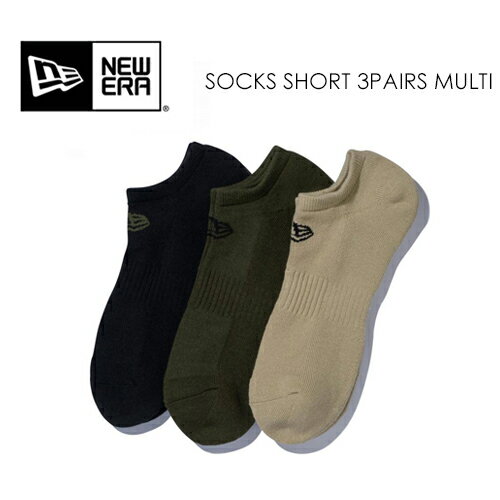  NEW ERA ˥塼  ˡå 3­ѥåSOCKS SHORT 3PAIRS MULTI å 硼 3ڥ ߥ꥿꡼