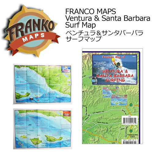 あす楽 FRANCO MAPS フランコ サーフポイント カリフォルニア 地図 雑貨 インテリア メール便対応可●Ventura & Santa Barbara Surf Map ベンチュラ＆サンタバーバラ サーフマップ