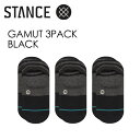 あす楽 STANCE スタンス SOCKS スニーカーソックス 靴下 3足パック メール便対応可,sale●GAMUT 3PACK BLACK