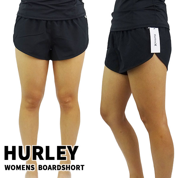 楽天サーフィンワールド楽天市場店在庫処分セール！HURLEY/ハーレー レディース水着 LADYS BEACHRIDER 2.5 BOARDSHORT BLACK 女性用 サーフパンツ ボードショーツ サーフトランクス 海パン 水着 メール便送料無料 1033[返品、交換及びキャンセル不可]