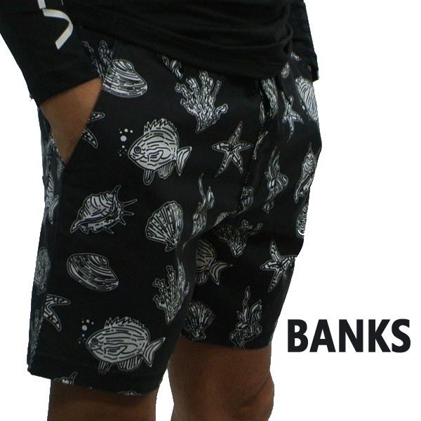 値下げしました！BANKS/バンクス SUBMERGE BOARDSHORTS DIRTY BLACK 男性用 サーフパンツ ボードショーツ サーフトランクス 海パン 水着 メンズ BS0128