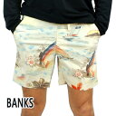 値下げしました！BANKS/バンクス RAINBOWS ELASTIC BOARDSHORTS BLUE FOG 男性用 サーフパンツ ボードショーツ サーフトランクス 海パン 水着 メンズ BSE0082 返品 キャンセル不可