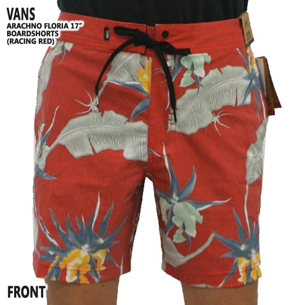 値下げしました！VANS/バンズ ARACHNOFLORIA BOARDSHORTS 17 RACING RED 男性用 サーフパンツ ボードショーツ サーフトランクス 海水パンツ 海パン メンズ 水着