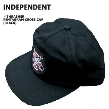 値下げしました！INDEPENDENT/インデペンデント THRASHER/スラッシャー コラボ PENTAGRAM CROSS ADJ SNAPBACK HAT BLACK CAP/キャップ HAT/ハット 帽子 メッシュキャップ トラッカー TRUCKER HATS