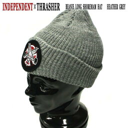 値下げしました！INDEPENDENT/インデペンデント THRASHER/スラッシャー コラボ PENTAGRAM CROSS BEANIE LOMG SHOREMAN HAT HEATHER GREY ニット帽