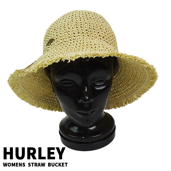 HURLEY 麦わら帽子 KALANI STRAW BUCKET 235 KHAKI ハーレー HAT/ハット 帽子 日よけ ストローハット 天然素材 送料無料 0080 返品 交換及びキャンセル不可