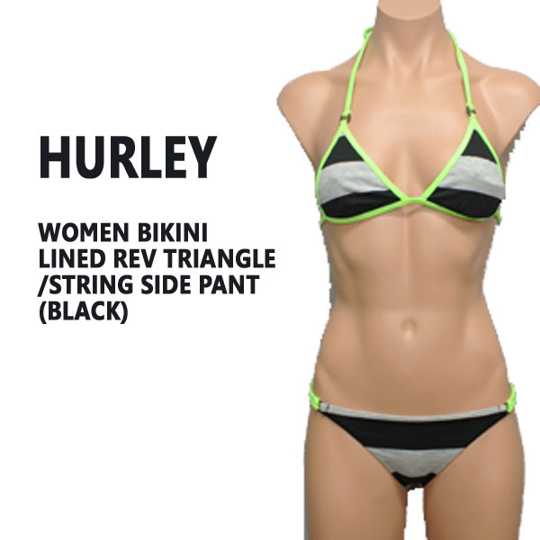 l܂IHURLEY/n[[ V샌fB[X BIKINI/rLj LINED REV TRIANGLE/STRING SIDE PANT BLK p _02P01Oct16