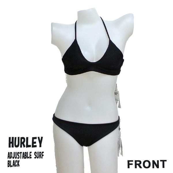 HURLEY/ハーレー 新作レディース BIKINI ADJUSTABLE SURF TOP/MOD SURF BOTTOM BLACK 女性用 水着 ビキニ [返品、交換及びキャンセル不可]
