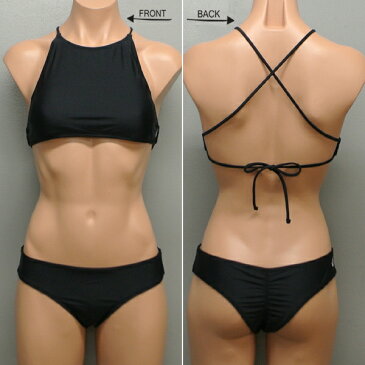 値下げしました！VOLCOM/ボルコム 新作レディース BIKINI SIMPLY SOLID CROP/CHEEKY BLACK 女性用 水着 ビキニ