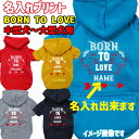 名入れの出来る犬服 BORN TO LOVE 犬用ヨットパーカー ジップポケット付き バレンタインにも ワンちゃん用スウェットパーカー 中型犬~大型犬 3XL~5XL 5色展開 メール便送料無料【返品、交換、キャンセル不可】