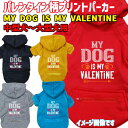 バレンタイン柄犬用ヨットパーカー MY DOG IS MY VALENTINE スウェットパーカー WANS PRINT/ワンズプリント ジップポケット付き犬服...