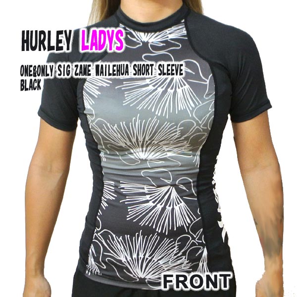 HURLEY/ハーレー レディース 半袖ラッシュガード ONE&ONLY SIG ZANE WAILEHUA S/S RASHGUARD BLACK 女性用 ラッシュガード LADYS WOMEN サーフィン[返品、交換及びキャンセル不可] 2