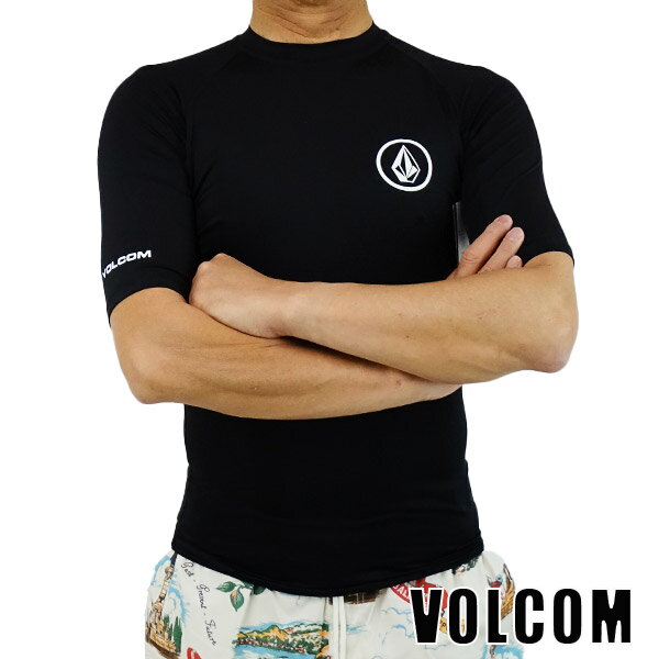 VOLCOM/ボルコム ヴォルコム メンズ半袖ラッシュガード LIDO SOLID S/S BLACK UPF 男性用水着 UVカット RASHGUARD A9112302 返品 交換及びキャンセル不可 クリックポスト対応