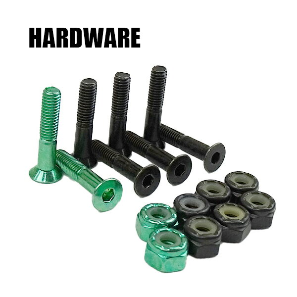 SW HARD WARE/ハードウェア ALLEN 六角 1 インチ BLACK/GREEN メタリックグリーン ボルト/ビス/ナット スケートボード用パーツ スケボ..