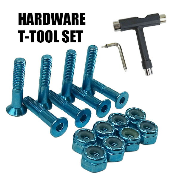 SW HARD WARE/ハードウェア ALLEN 六角 1 インチ メタリックブルー ボルト/ビス/ナット T-tool付き スケートボード用パーツ スケボーSK8 工具付き 2022[返品、交換及びキャンセル不可]