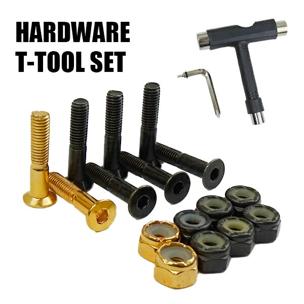 SW HARD WARE ALLEN 六角 1インチ BLACK/GOLD メタリック ボルト/ビス/ナット T-tool付き スケートボード用パーツ工具付き 2022[返品、..