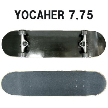 値下げしました！YOCAHER コンプリートスケートボード/スケボー BLANK COMPLETE SKATEBOARD NATURAL BLACK 7.75 スケボー 完成品 SK8