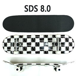 値下げしました！SDS/エスディーエス コンプリートスケートボード/スケボー CHECKERED WHITE 8.0 COMPLETE SK8 [返品、交換及びキャンセル不可]