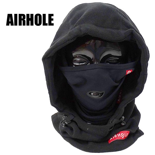 値下げしました！AIRHOLE/エアホール 21-22 AIRHOOD 3+1 MICROFLEECE + DRYTECH BLACK エアフード マイクロフリース ネックチューブ+フード フェイスマスク スノボースキー [返品、交換及びキャンセル不可]