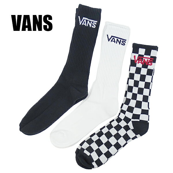 値下げしました！VANS/バンズ メンズ ソックス CLASSIC CREW HIGH SOCK 3PAIRS 3足1セット スケーターソックス 男性靴下 メンズ ソックス 白黒 ロゴ VN000XRZ95Y 2size[返品、交換及びキャンセル不可]