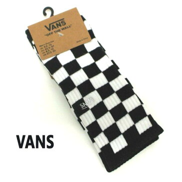 VANS/バンズ メンズ ソックス CHECKER BOARD CREW 2 SOCK スケーターソックス 男性靴下 メンズ ソックス 白黒