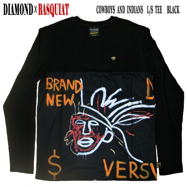 値下げしました！DIAMOND/ダイヤモンド COWBOYS AND INDIANS L/S TEE BLACK BASQUIATコラボ メンズ 長袖Tシャツ 男性用 T-shirts　クリックポスト対応