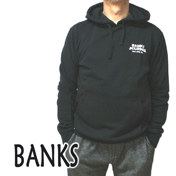 値下げしました！BANKS/バンクス EVERY WHERE HOOD DIRTY BLACK スウェットパーカー メンズ L/S 長袖 フード付きトレーナー スウェット ロゴプリント 0288 返品 交換及びキャンセル不可