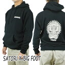 値下げしました！SATORI/サトリ SATORI MOVEMENT MEDITATE HOODY BLACK BIG FOOTコラボ 長袖 フード付き (DISCHARGE PRINT) プルオーバー スウェット パーカー 返品 交換及びキャンセル不可