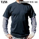 l܂IVANS/oY CHECKER SLEEVE TWO-FER L/S TEE BLACK TEE MENS Y jp `FbJ[ vg@NbN|XgΉ