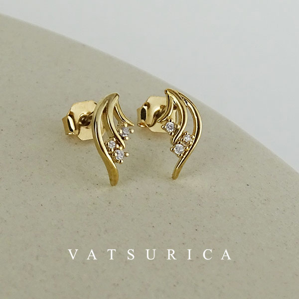 バツリカ ピアス トリム キュービックジルコニア ピアス TRIM BY VATSURICA / 真鍮 / チタンポスト / ゴールド GOLD / トリムバイバツリカ / ギフト プレゼント 贈り物 / アクセサリー / ワンポイント / 両耳用 / メール便送料無料 t-1375p4