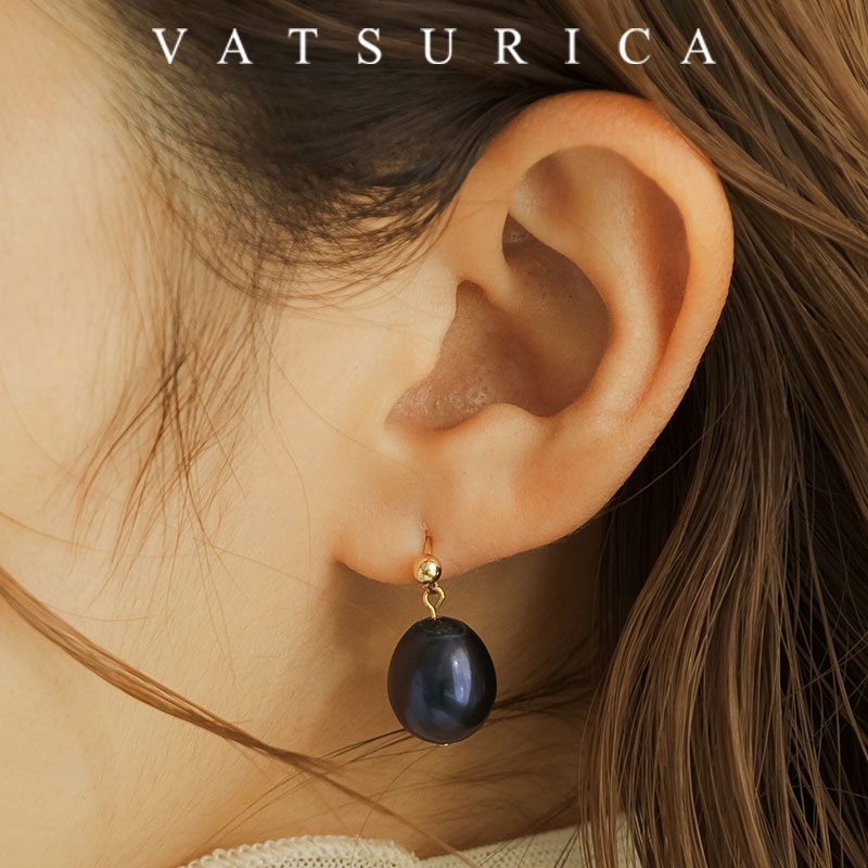 バツリカ ピアス ミアトリム ビッグ 淡水パール ピアス TRIM BY VATSURICA / mia trim / ブラック BLACK / パール /トリムバイバツリカ / ギフト プレゼント 贈り物 / 両耳用 / アクセサリー / ワンポイント /メール便送料無料 m-427p-bk