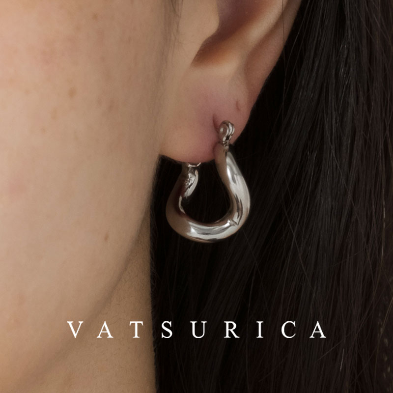 バツリカ ピアス トリム 金属アレルギー対応 / サージカルステンレス / 316L / ニュアンスフープピアス / シルバー / TRIM BY VATSURICA / トリムバイバツリカ / ギフト プレゼント 贈り物 / アクセサリー / ワンポイント / 両耳用 / メール便送料無料 af-016p-sv