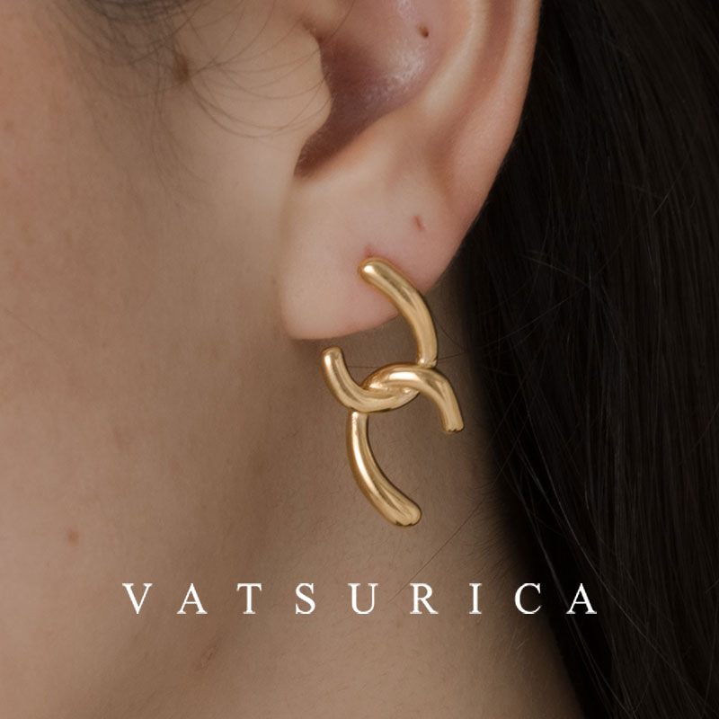 バツリカ ピアス トリム 金属アレルギー対応 / サージカルステンレス / 316L / クロスピアス / TRIM BY VATSURICA / トリムバイバツリカ / ギフト プレゼント 贈り物 / アクセサリー / ワンポイント / 両耳用 / メール便送料無料 af-031p-gd